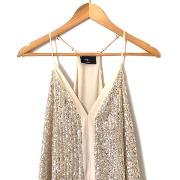 Vici Champagne Sequin Racerback Blouse- Size S Supply