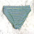 Xhilaration Neon Blue Striped Ribbed High Leg High Waisted Bikini Bottoms- Size L (BOTTOMS ONLY) For Discount