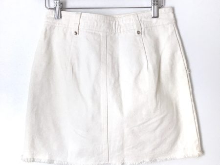 Vestique White Denim Distressed Hem Skirt- Size S For Discount