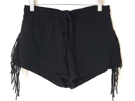 Kittenish Black Drawstring Waist Side Fringe Shorts NWT- Size S Supply