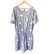 143 Story Grey Star Print Faux Drawstring Waist Romper- Size XL Online Sale