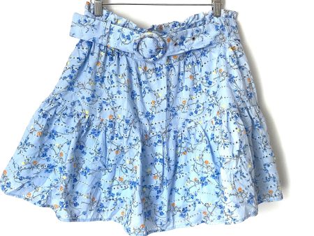 Glamorous Collection Light Blue Floral Eyelet Belted Skirt NWT- Size 10 (fits more like a 6 8) Online now