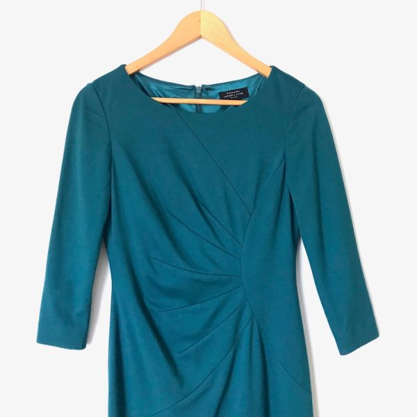 Tahari Teal 3 4 Sleeve Dress- Size 2P Cheap