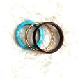 Nest Hammered Gold and Turquoise Rosewood Braclet Set Supply