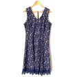 Donna Ricco Navy Floral Lace Crochet Hem Dress- Size 14 For Sale