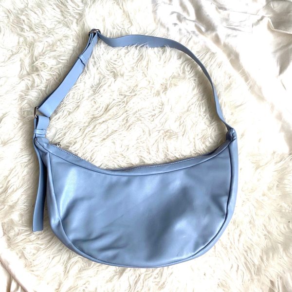 Glamorous Light Blue Faux Leather Sling Tote Bag (like new condition) Fashion