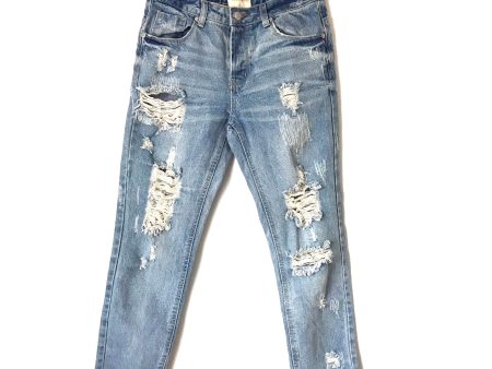 Vestique Light Wash Distressed Jeans with Raw Hem- Size S (Inseam 25 ) Discount