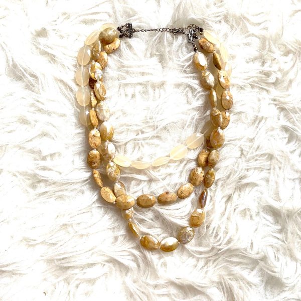 No Brand Three Strand Pearly Toned Necklace Online Sale