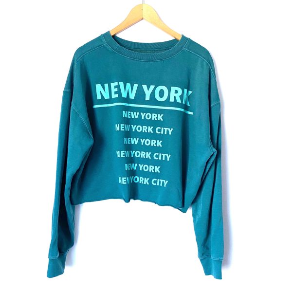 Wild Fable Green “New York” Cropped Sweatshirt- Size XXL (see notes) Online now