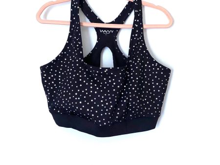 WVVY Black Metallic Star Print Sports Bra- Size L Hot on Sale