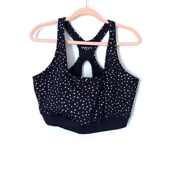 WVVY Black Metallic Star Print Sports Bra- Size L Hot on Sale