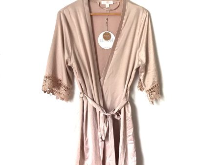 Le Rose Bloush Pink Satin Lace Trim Robe NWT- Size XS S Discount