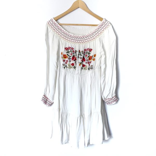 Hayden White Off the Shoulder Dress with Floral Embroidery- Size M For Sale