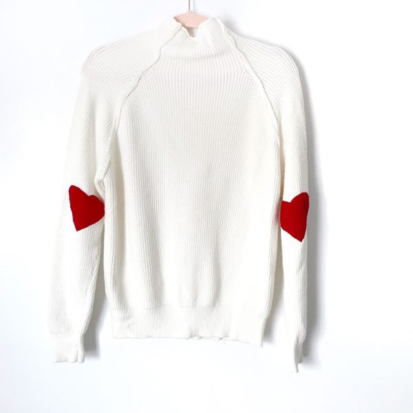 Chicwish White Heart Elbow Mock Neck Knit Sweater- Size ~S M on Sale