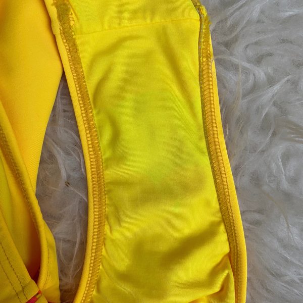 Peixoto Yellow Plunge Neckline Backless Padded One Piece- Size M (see notes) Fashion