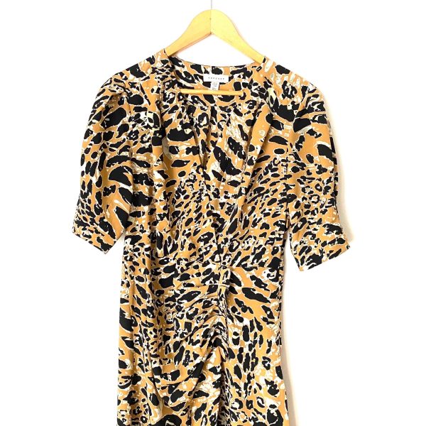 Topshop Leopard Print Mock Wrap Midi Dress- Size 8 Online Sale