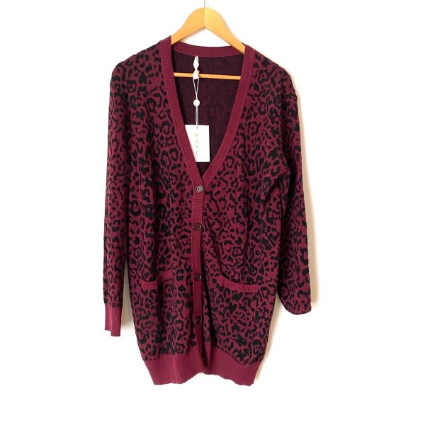 WAYF Purple Animal Print Button Up Cardigan NWT- Size M Online now