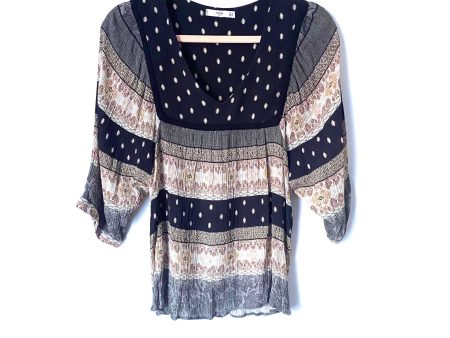 MNG Printed V-Neck Blouse- Size 6 Sale