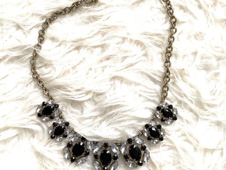 J Crew Black and Rhinestone Pendant Necklace Discount