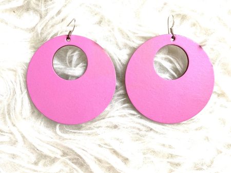 Nickel and Suede Magenta Circle Earrings For Cheap