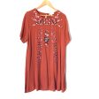 Umgee Rust Orange Floral Embroidered Dress- Size XL Hot on Sale