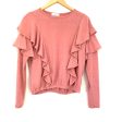 Vestique Ruffle Shoulder Mauve Long Sleeve Soft Blouse- Size S Online Hot Sale