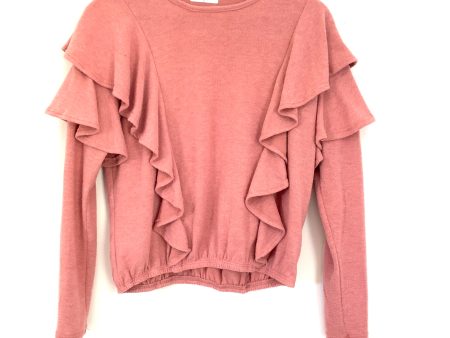 Vestique Ruffle Shoulder Mauve Long Sleeve Soft Blouse- Size S Online Hot Sale