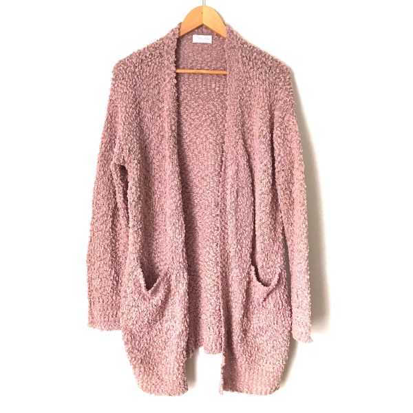 Pink Lily Mauve Popcorn Knit Open Cardigan- Size S Online