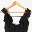 Super Down Black Ruffle Tank Crop Top-Size S For Discount