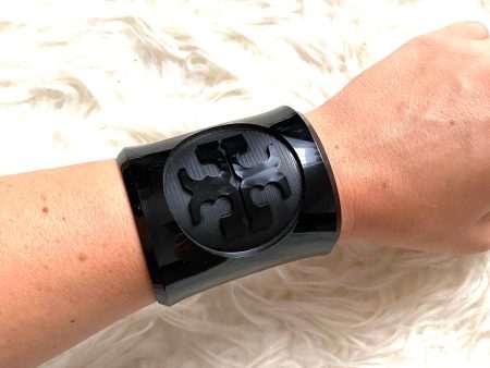 Tory Burch Black Plastic Logo Cuff Online Sale