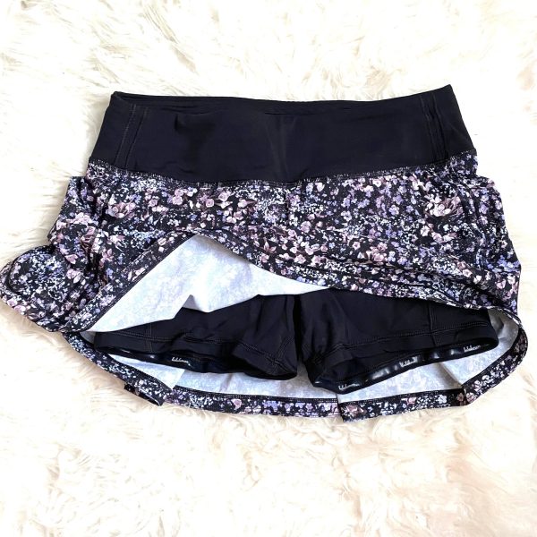 Lululemon Black Floral Skirt with Shorts Underneath- Size 4 (we have matching sports bra) For Sale