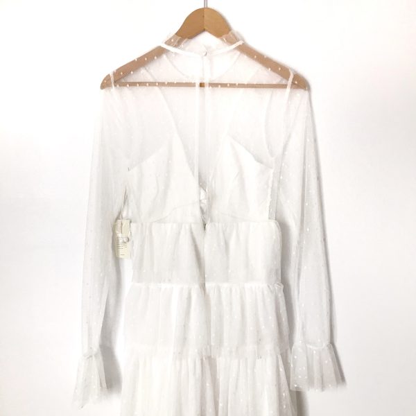 Tularosa White Lace Tiered Ruffle Hem Dress NWT- Size S For Sale