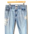 JEN7 By 7 For All Mankind Ankle Skinny Embroidered Floral Jeans- Size 14 (Inseam 25.5 ) For Sale