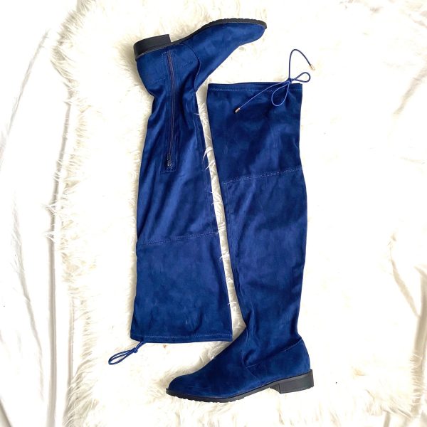 Yoki Blue Suede Over The Knee Boots- Size 6.5 For Discount