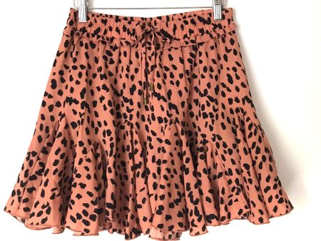 Entro by Layla James Brown Animal Print Ruffle Skirt with Drawstring Waist with Shorts Underneath NWT- Size M Discount