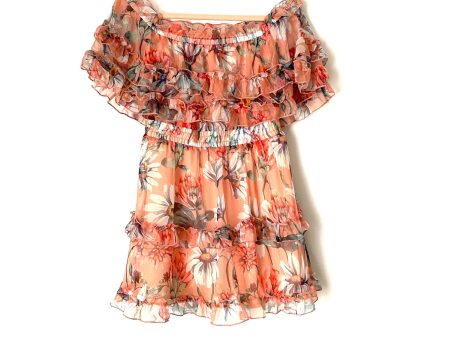 Pink Lily Floral Smocked Waist Off the Shoulder Dress- Size L Online Sale