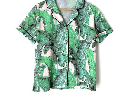 No Brand Pink and Green Palm Leaf Pajama Set- Size S (SOLD AS SET) Online now