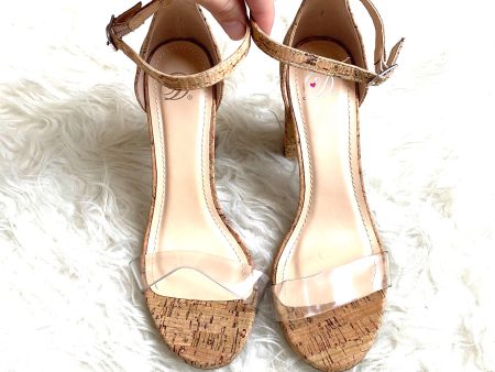 Heart in D Clear Strap Cork Block Heels- Size 7.5 (LIKE NEW) Discount