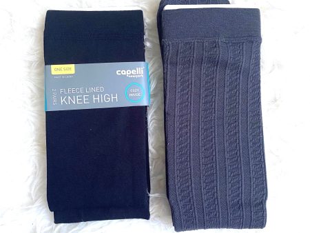 Capelli New York Fleece Lined Knee Highs (2 pack)- One Size NWT Fashion