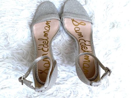 Sam Edelman Silver Sparkle Ankle Strap Heels- Size 10 For Discount