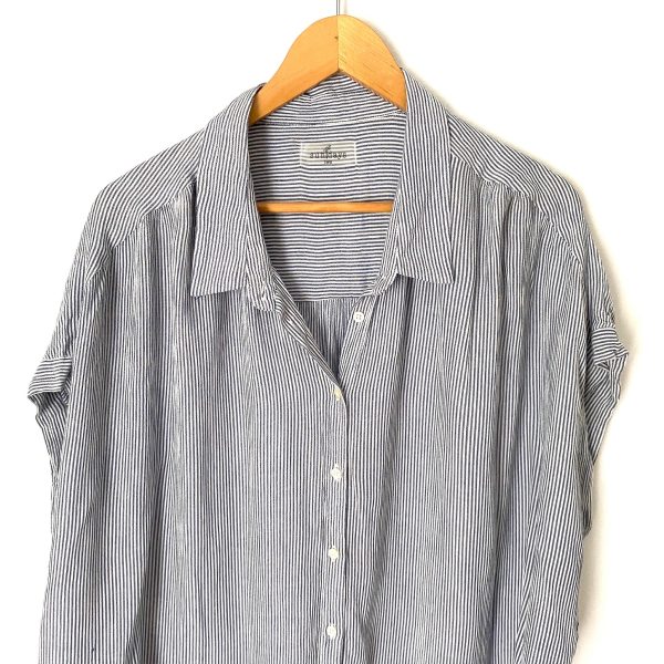 Sundays Two Striped Button Down Short Sleeve Top- Size ~ L Online Hot Sale