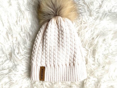 Furtalk Ivory Knit Pom Pom Hat For Cheap