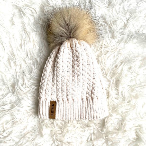 Furtalk Ivory Knit Pom Pom Hat For Cheap