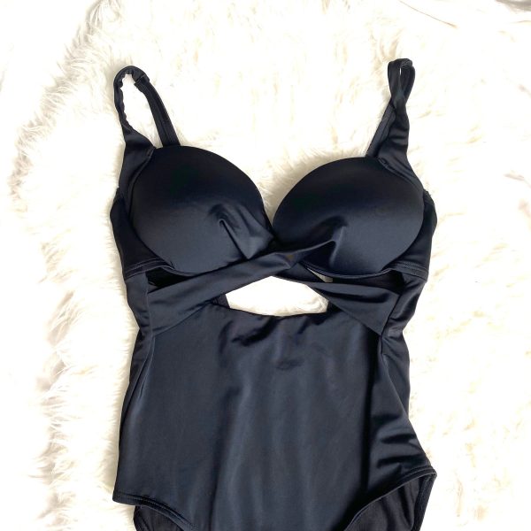 Swimsuits For All Black Padded Front Criss Cross Strap One Piece- Size 12 For Cheap