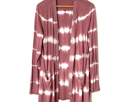 Belldini Mauve Tie Dye Studded Open Cardigan- Size L Sale