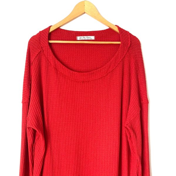 We The Free Red Waffle Knit Oversized Top- Size L Fashion