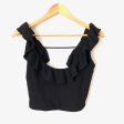 Super Down Black Ruffle Tank Crop Top-Size S For Discount