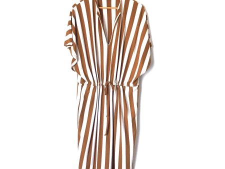 Zara Trafaluc Vertical Striped V Neck Dress with Drawstring Waist- Size 18 Fashion