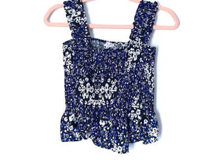 Q+A Los Angeles Blue Floral Smocked Tank- Size S For Discount