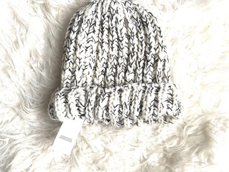 LOFT White and Black Knit Beanie Hat NWT Online